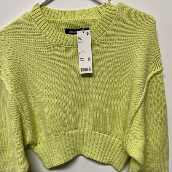 URBAN OUTFITTERS. PALE LIME GREEN CROP SWEATER   SIZE MEDIUM - Picture 1 of 9